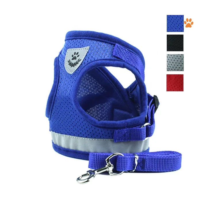 Reflective Fashion Personalized Custom Logo Nylon Leash Set Soft Xxl Large Dog Harness Vest