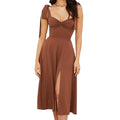Elegant Long Slip Women's Summer Midi Dress Sleeveless Backless Corset Korean Solid Dresses for Ladies