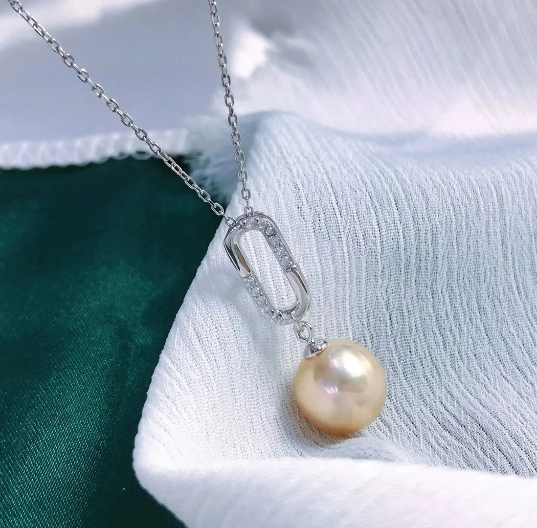 P1432 10-11mm DIY Natural  Freshwater Pearl Charm Pendant Necklace Accessory 925 Sterling Silver Jewelry for Women Without Chain