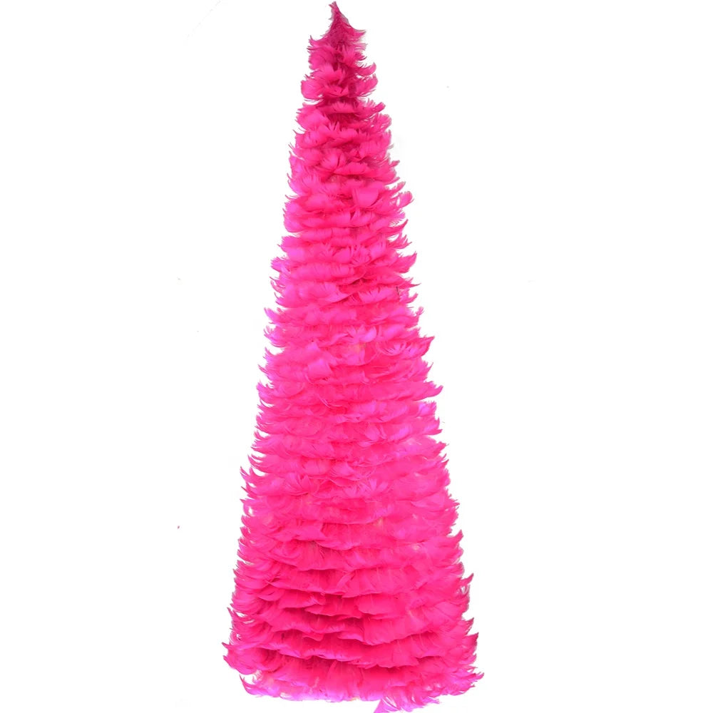 6ft Hot pink Feather Christmas Trees for Outdoor Interior Home Office Room Winter Holiday Party Decor Item Ornament Supply