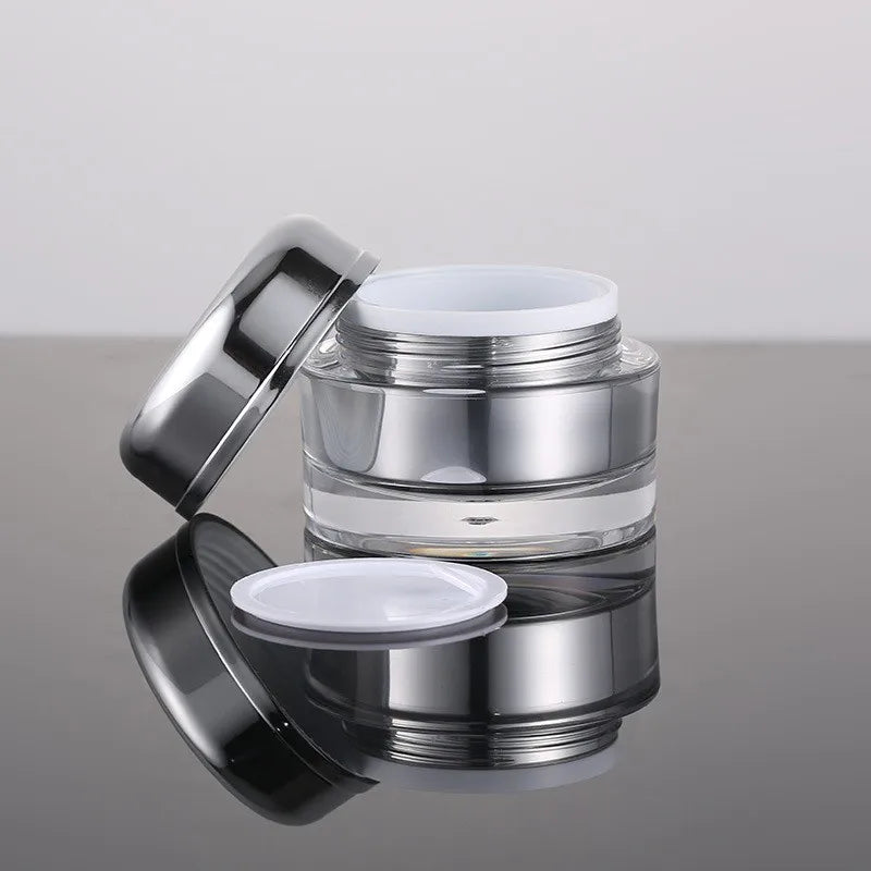 Factory Wholesale Costom Luxury Plastic 30g Silver Cream Thickened Bottle Jar for Skin Care Cream  Acrylic Lotion Container