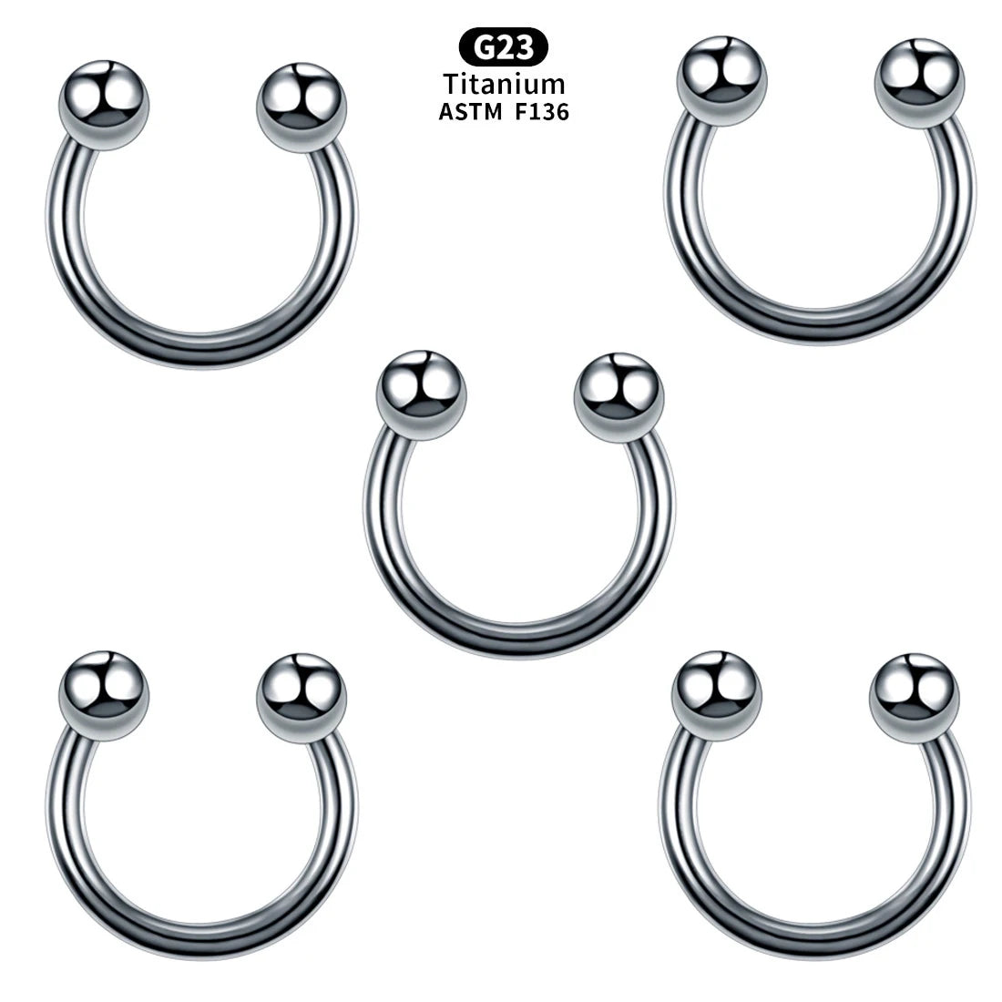 G23 Titanium ASTM F136 Horseshoe Ring Externally Threaded Circular Barbell Nose Lip Earring Piercing Jewelry Wholesale