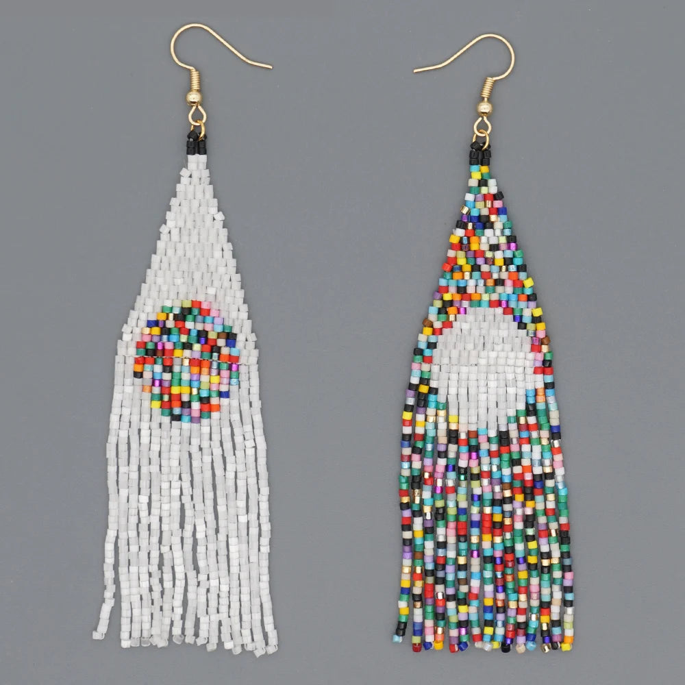 Go2boho 2022 Summer Fashion Miyuki Earrings for Women Colorful Beads with Luxury Fringe Bohemian Style Sun Jewelry