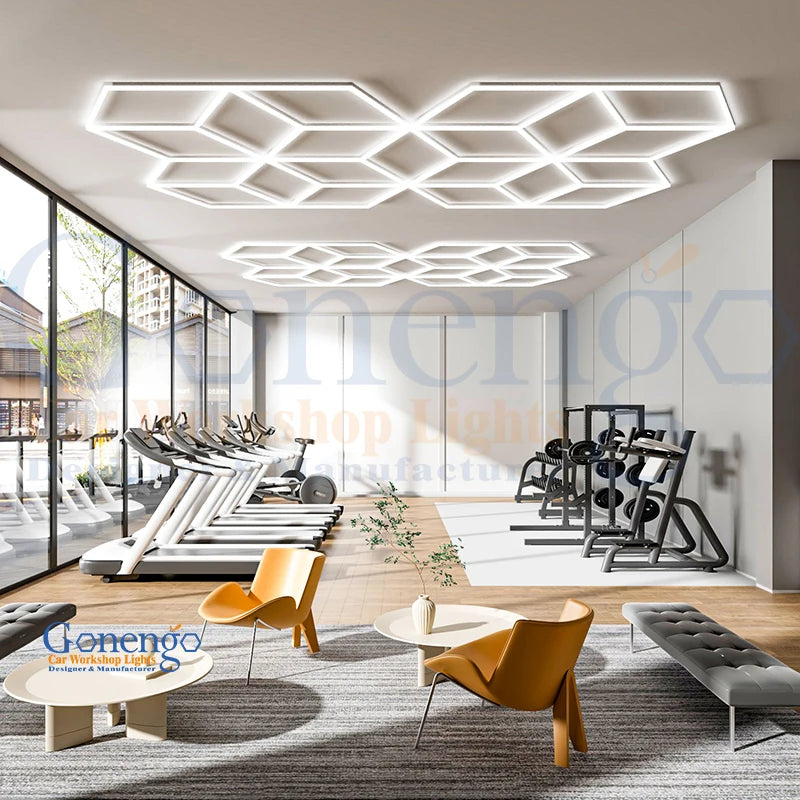 Best Selling Car Workshop Gym Room Polygon Light Workshop Geometric Diamond Led Grid Light