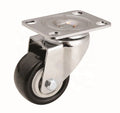 Industrial Grade Black PU Swivel Caster Wheel Light Weight TPR Silent Casters Zinc Plate Brakes Universal Wheel for Cabinets