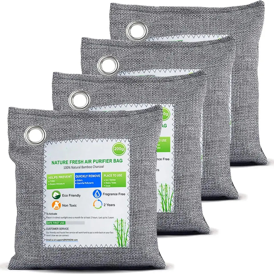2026 New Product-500g Linen Bamboo Charcoal Air Purifying Deodorizer Bag Dual-Use for Home Car Shoes Smell Remover