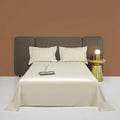 Satin 100% Cotton Beige Home Textile Bed Sheet Bedding Sets Soft Solid Color Pillowcase Wholesaler