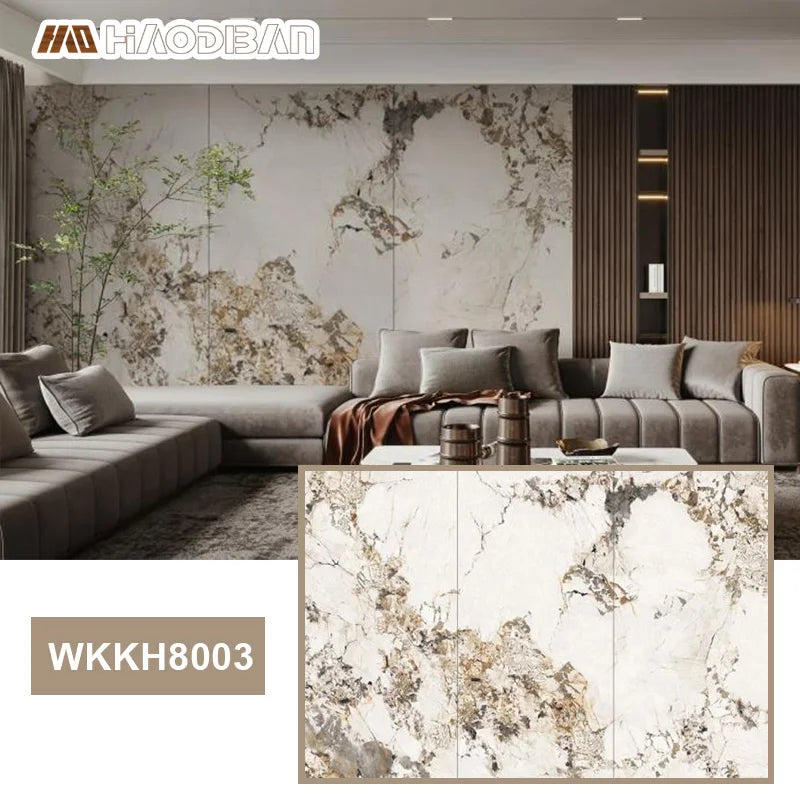 8mm Injected Print High Gloss Marble Series Bamboo Charcoal Board Carbon Rock Board Wall Panel
