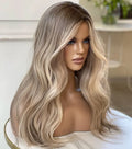 Top Quality European Human Hair Wig Cuticle Aligned Highlight Blonde Color HD Transparent Natural Hairline 13x4 Lace Front Wig