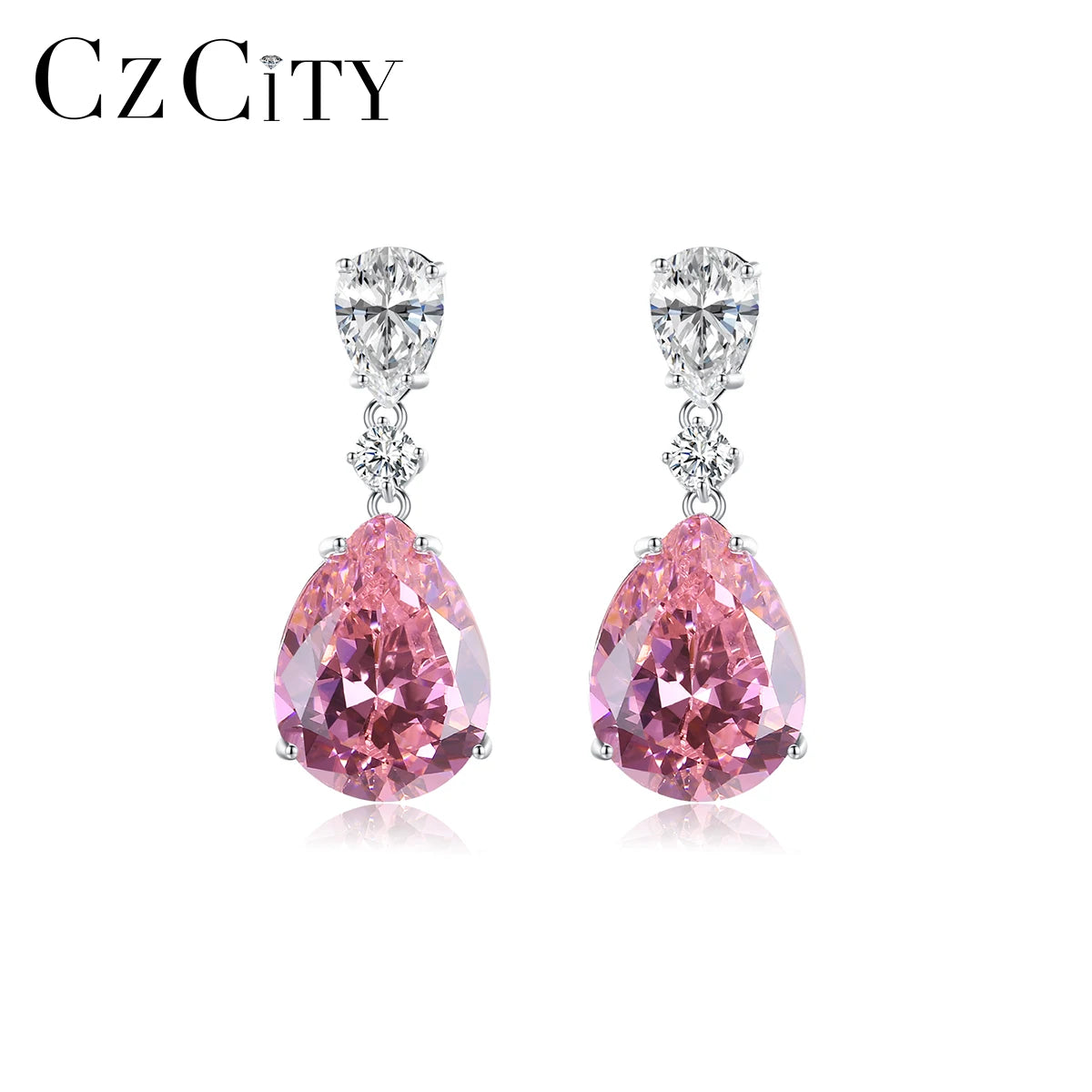 CZCITY Luxury Earing Diamond Hanging Accessory Western 2026 Vintage Stone Tear Drop Evening Earring for Woman