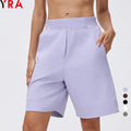 Women's High Waist Solid Loose Knee Length Yoga  Quick Dry Fitness Running Tennis Short Pants with Pockets Gym Training 2026