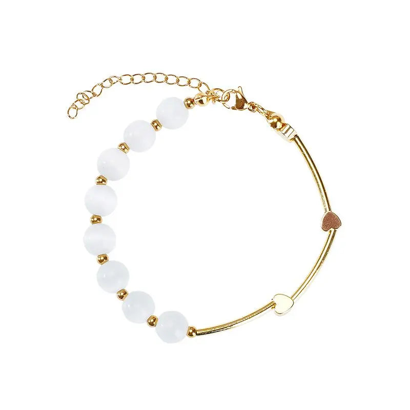 Charming Cat Eye Stone Love Beads Adjustable Bracelet for Women ST299