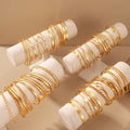 13Pcs/Set Punk Style Gold Color Bracelet Set Flower Twist Heart Design Bracelet for Women Jewelry Wholesale