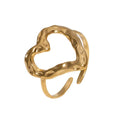 BM Simple Cute Heart Love Ring Waterproof Stainless Steel 18K Gold Plated Trendy Style