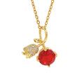 Stainless Steel Fruit Red Zircon Cherry Pendant Necklace for Women Fashion Rose Flower Collarbone Chain Necklace Jewelry Gift