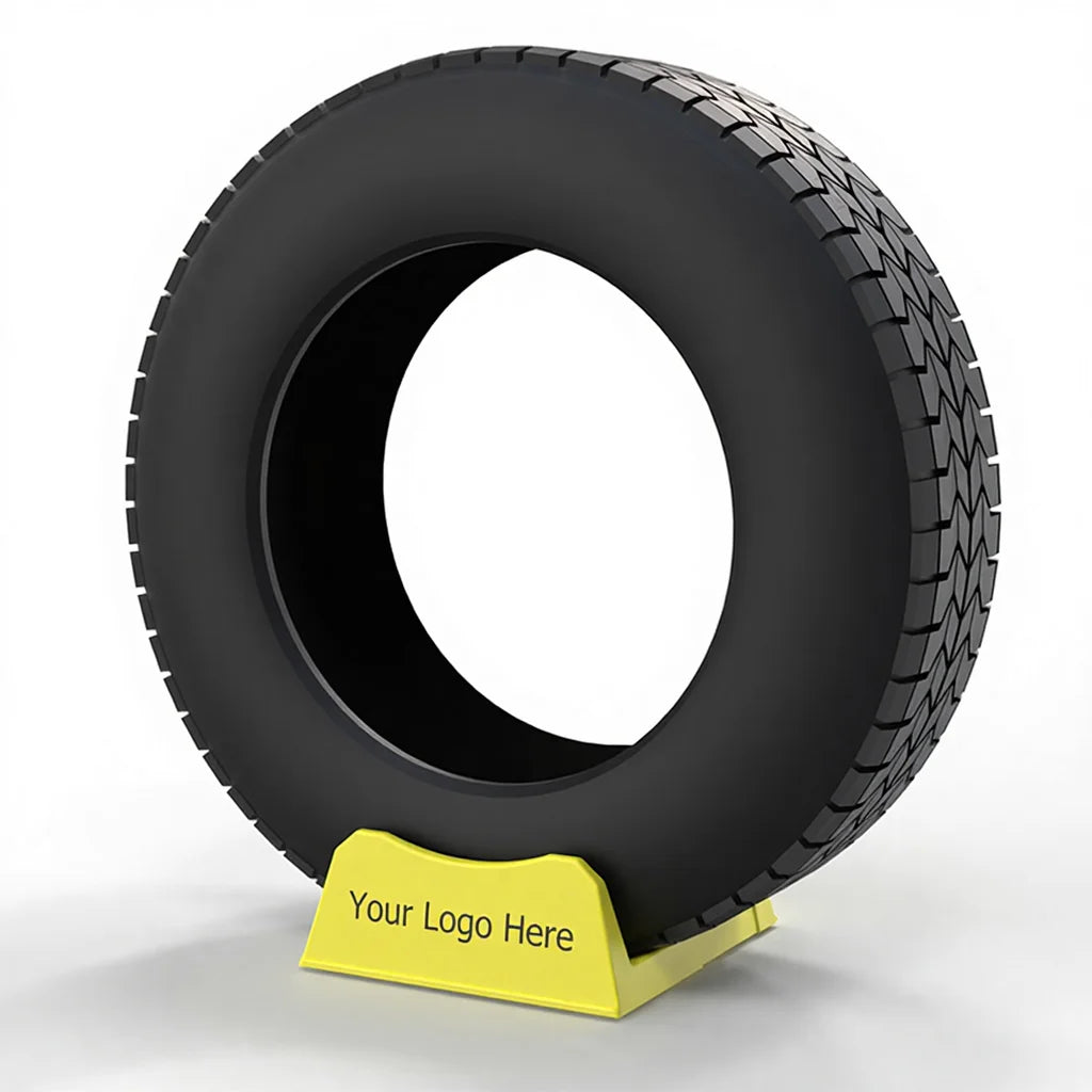 Yellow Color Plastic Tire Display Stand Tire Holder Rack for Trade Show Display