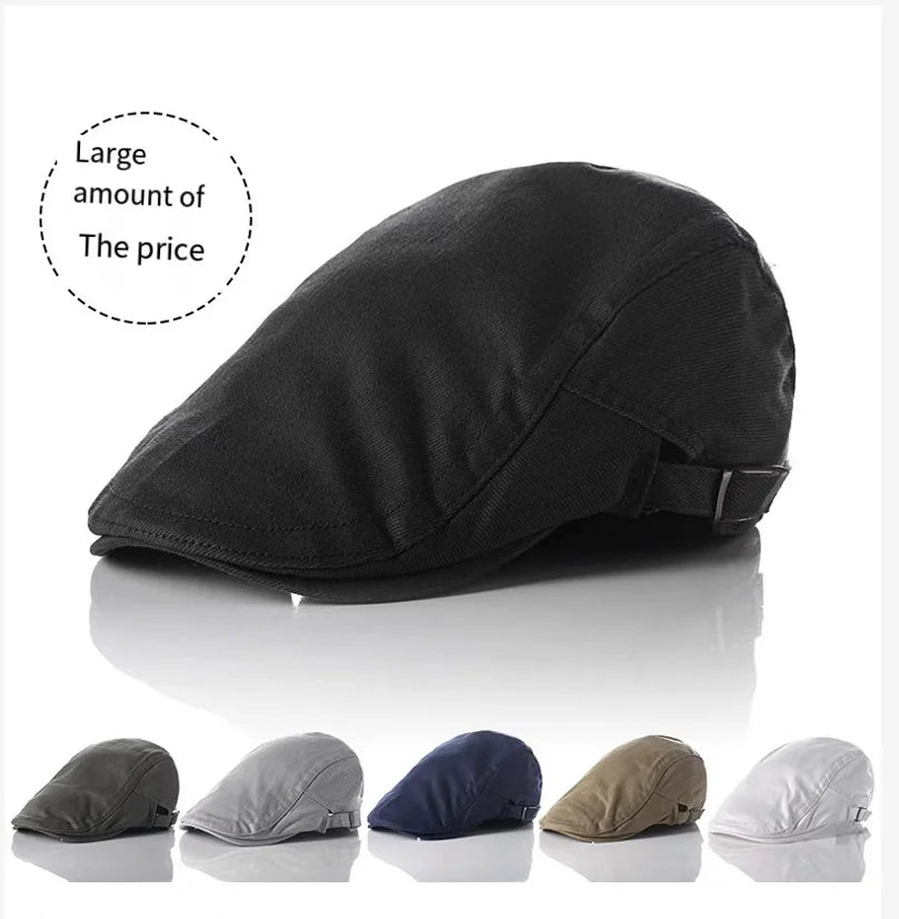 British Classic Vintage Cotton Stick Plain Hard Newsboy Beret Hat Man's Character Style Sports Accessory