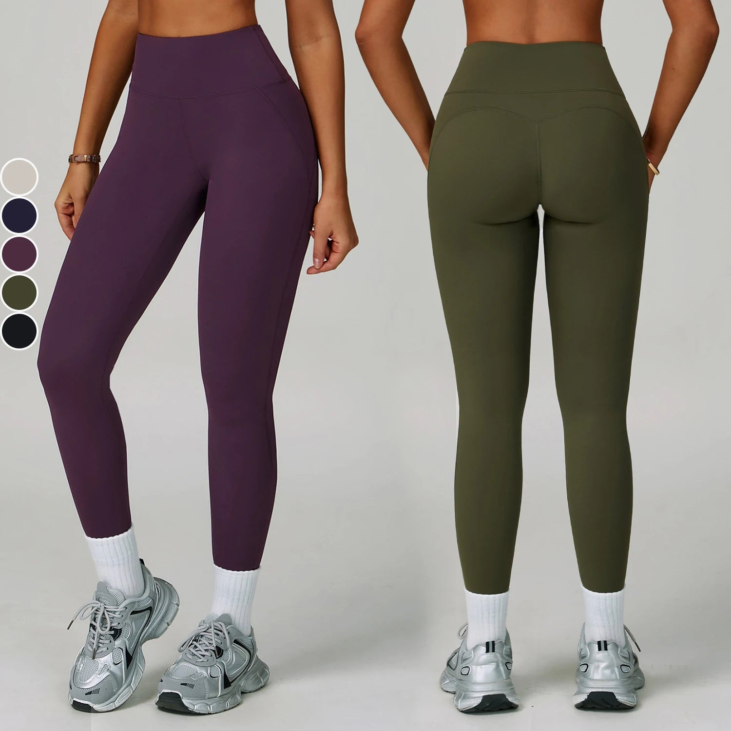 Women's Solid Yoga Leggings Breathable Spandex/Nylon Full-Length High Waist Design for Slimmer Butt Fitness Running Sports Wear