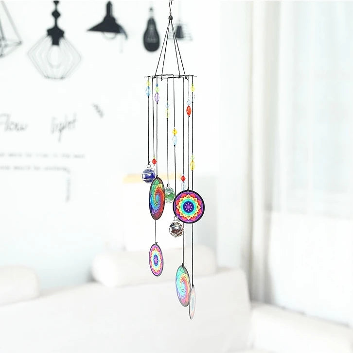 Factory Price 23 Inches Rotating Wind Chimes Garden Art Metal Hanging Wind Chime Patio Glass Windchime