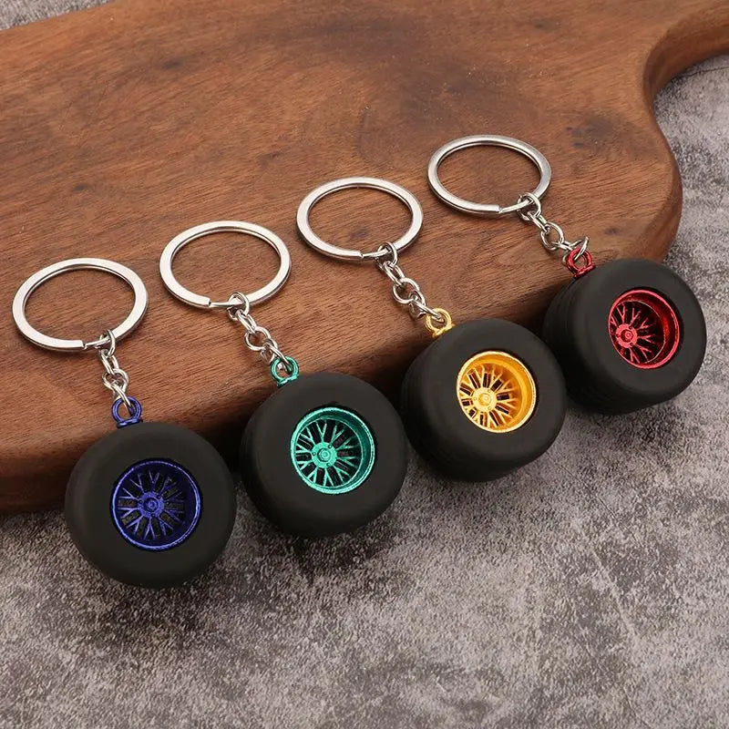 New Mini Tire Keychain Turbo Turbocharger Rubber Keychain Custom Logo 3D Keyring Pendant Metal Key Chains Silicone Tyre Keychain