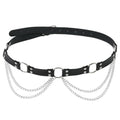 Punk Ring Splicing Belt Waist Chain Belt Hipster Women's Accessories Personality Leather Chain O-shaped Waist Wrap Belt