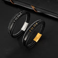New Design Fashion Fiber Synthetic Leather Bracelet Magnetic Clasp Multi Layer Braided Leather Bracelet for Men Jewelry