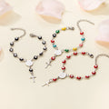 Wholesale New Stainless Steel Female 18k Gold Plated Round Eye Bead Bracelet Cross Devil Eye Bracelet