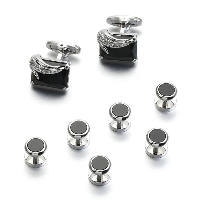 French Shirt Sleeve Placket Button Pin Cufflinks Studs High-quality Dress Cuff Nails 8-piece Copper Cufflink for Men's Suit