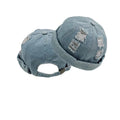 Men's Versatile New Washed Style Brimless Cowboy Hat Street Trendy Similar Old Melon Skin Hat with Holes Common Fabric Feature