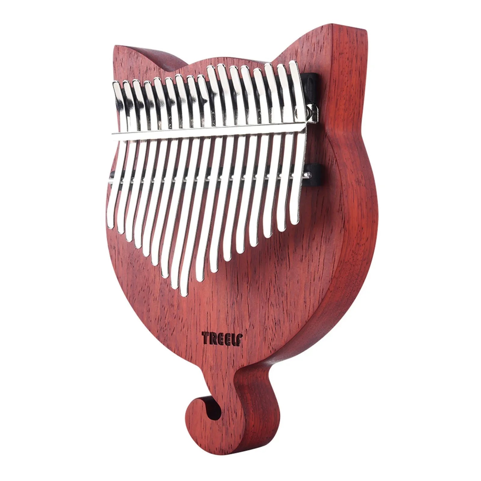 TREELF TF-17CAT 17 Key Kalimba Solid Wood Thumb Piano Finger Piano Finger Percussion with Scale Stickers Tuning Hammer Cleaning