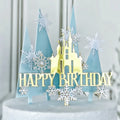 Ychon 2024 Newest Snow Castle Happy Birthday Decorations Cake Toppers Party Props Princess Castle Acrylic Topper