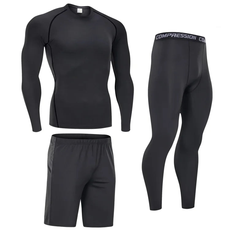 Lanyu Custom Men's Fitness Clothing Set Quick Dry Elastic Compression Shorts Sweatshirts for Running Jogging Elastic Waist