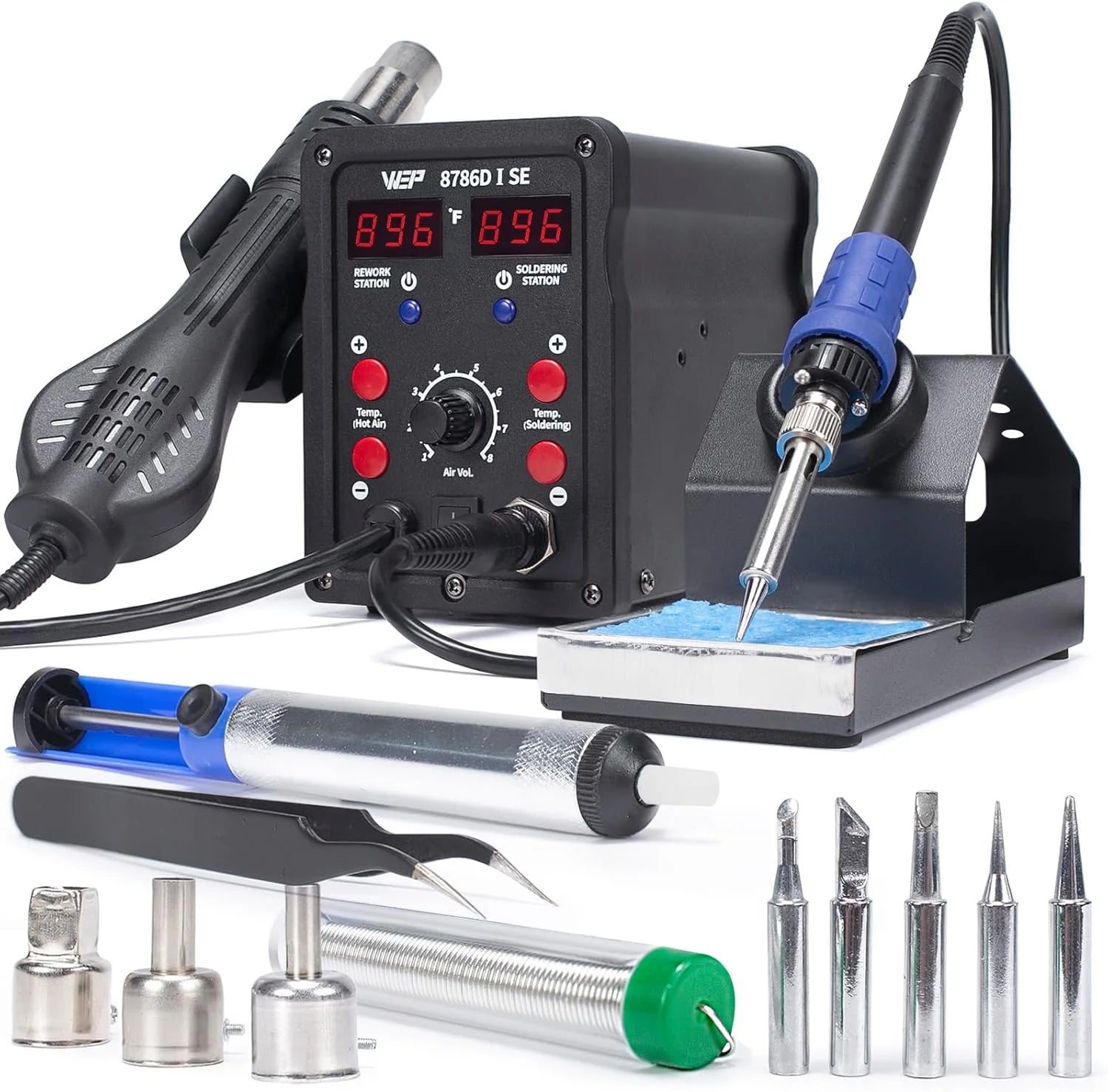 WEP 8786D-I SE New 2 in 1 ESD Hot Air Digital Soldering and Desoldering Rework Station