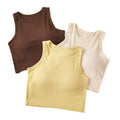 Solid Basic Streetwear Casual Custom Logo Crop Top for Women Cotton Ribbed Tank Top Training Femme