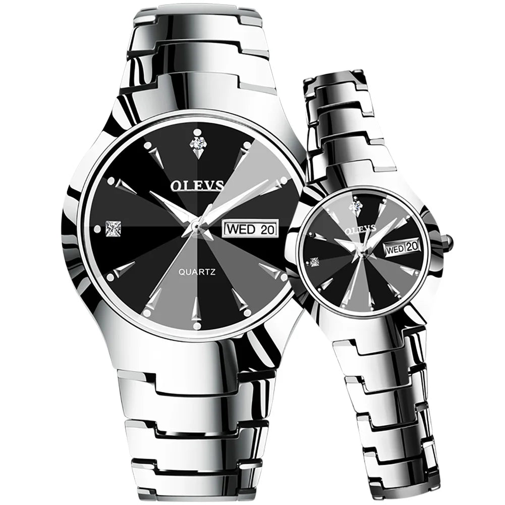 OLEVS Brand Trend Couple Watches Quartz Wristwatch Fashion Business Men Women Watches Tungsten Steel Watch 8697