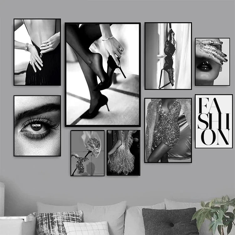 Nordic Fashion Poster Black White Canvas Art Home Decoration Party Girl Bedroom Prints Wall Art Painting