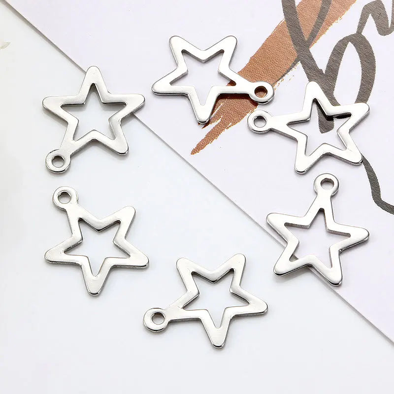 Stainless Steel Five-pointed Star Ornament Accessories Small Pendant Diy Necklace Bracelet Fashion Star Hanging Ornament Waist c