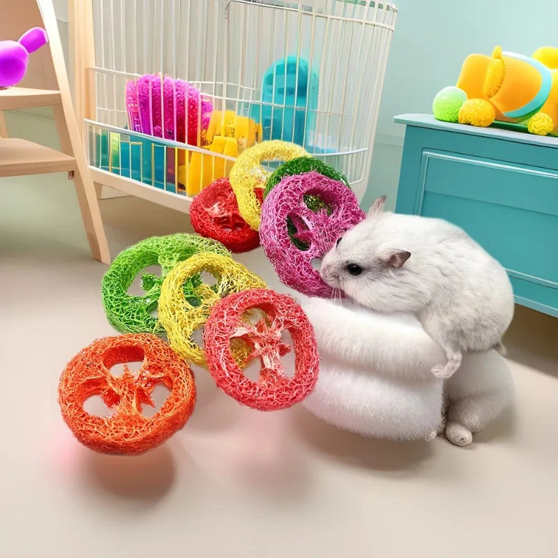 Wholesale Natural Loofah Material Wear-Resistant Hamster Chew Toy for Teeth Cleaning