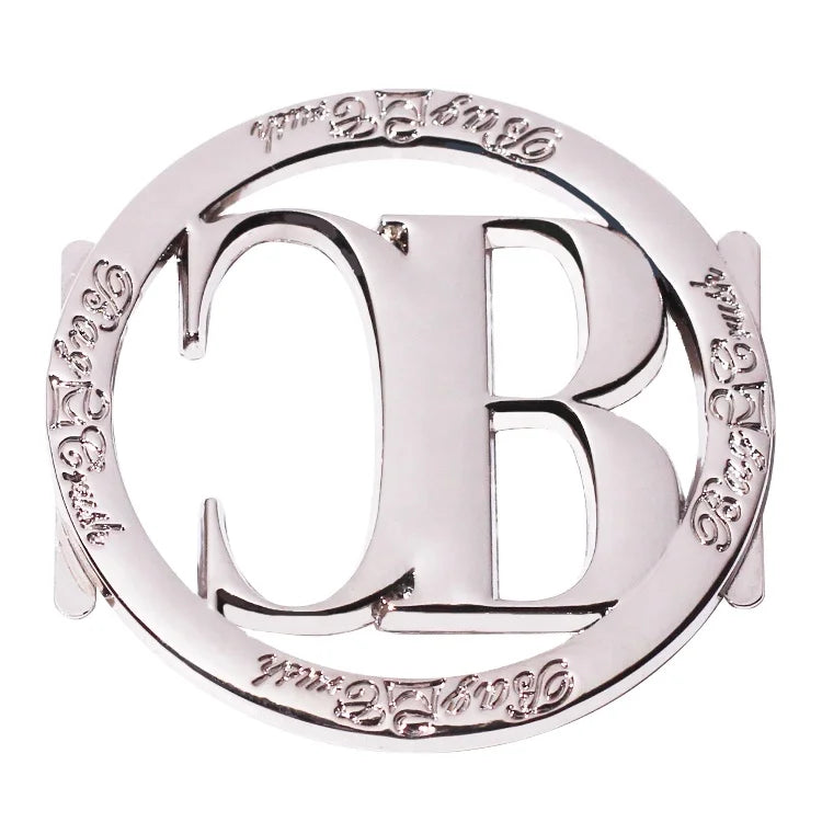 Custom Designer Silver Letter Round Plates Handbag Accessory Hollow logo Metal Name Label Emblems