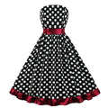 Retro Strapless Polka Dot Print Dresses for Women Clothes Summer Evening Dresses Vintage Cotton 50s Dresses