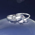 New Fashion Creative Spaceman Star Ring Personality Open Adjustable Crystal Ring Astronaut Couple Rings for Gift