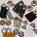 Women Jewelry Tassel Macrame Earrings Fringe Wooden Custom DIY Fashion Teardrop Handmade Cotton Metal Zinc Alloy Opp Bag Heart