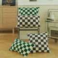 Checkerboard Decorative Throw Pillow Cover Case Green White Geometric Checkered Plaid Pattern Pillow Cases/