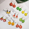 Dainty Cute Gift Gold Plated Enamel Orange Peach Strawberry Pineapple Pendant Woman Fruit Earrings Jewelry