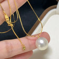 N418 11-12mm DIY Natural  Freshwater Pearl Charm Pendant Necklace Chain Accessory 925 Sterling Silver Jewelry for Women