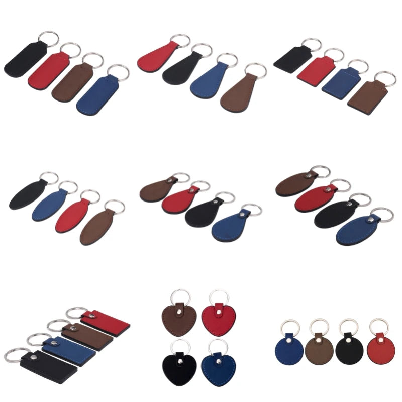 Wholesale Promotional Personalized Leather Laser Logo Printing Engraving  PU Leather Keychain
