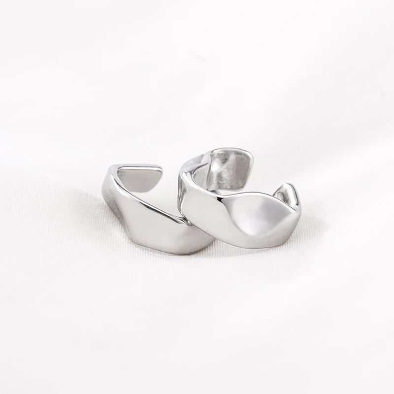 Hip Hop Cool Youth Irregular Ear Cuff Stainless Steel Simple Geometric Clip Earrings