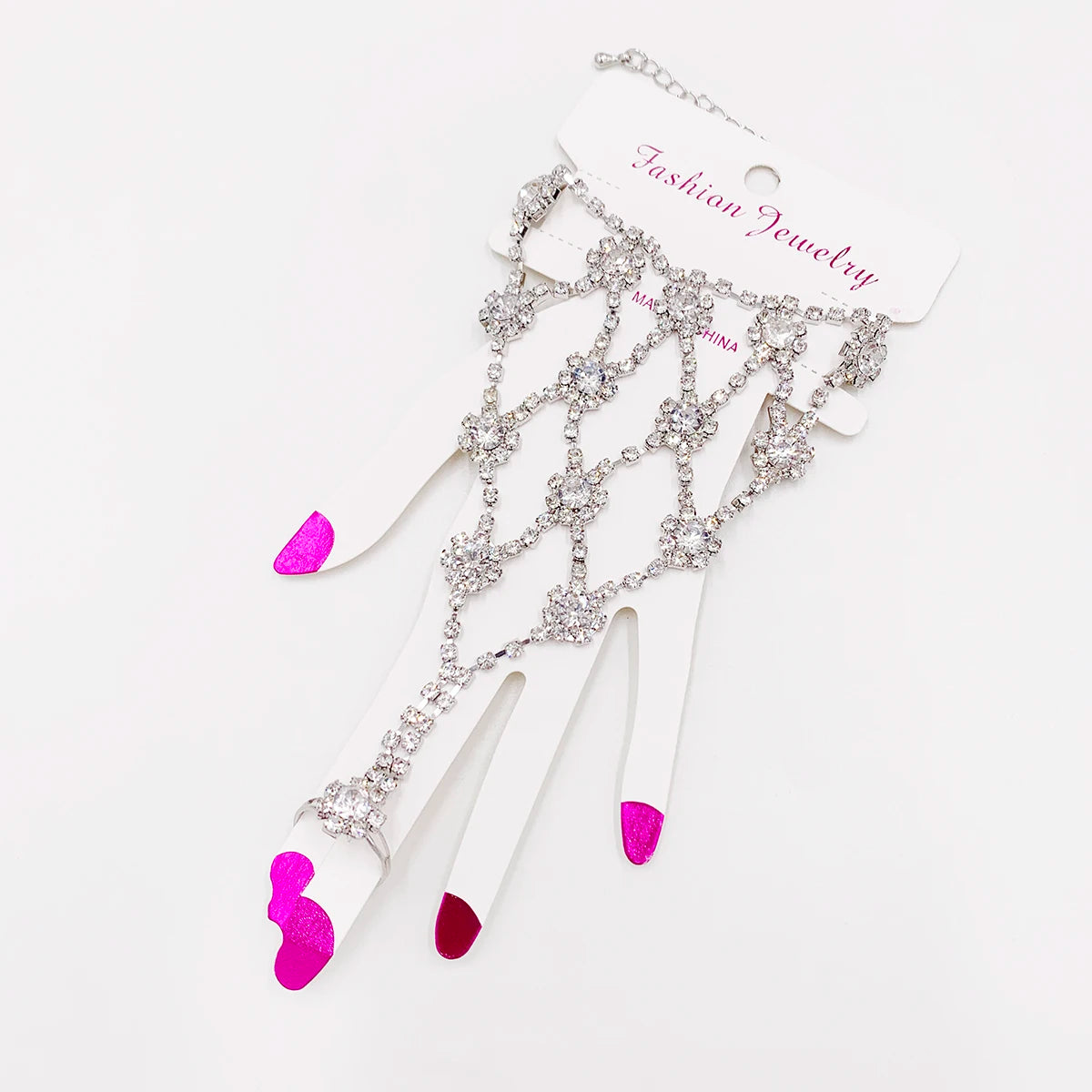 Popular Crystal Rhinestone Finger Rings Bracelets Wedding Accessories Elegant Bridal Charm Jewelry