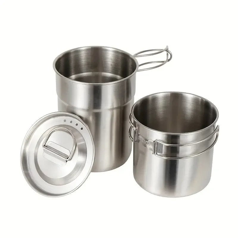304 Stainless Steel Cookware  Coffee Cup Camping Cooking Pot Outdoor Camping Cookware Set Pot 1-2L