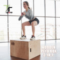TTSPORTS Jump Training Exerciser 3 in 1 Wood Plyo Jump Squat Block Box Platform